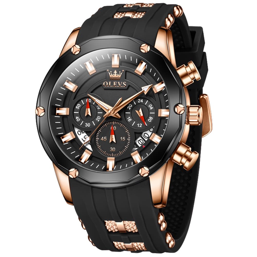 OLEVS 9991 Bold Chronograph Racing Silicone Watch for Men