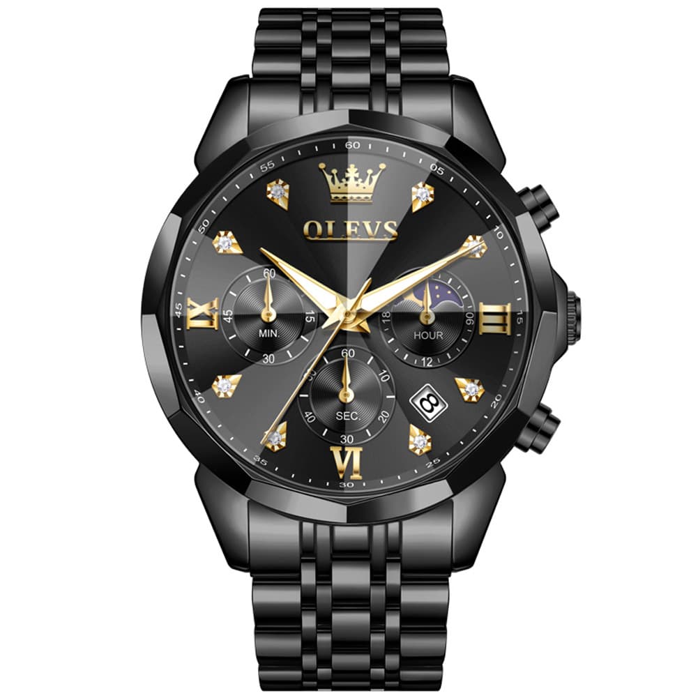 OLEVS 3670 Quartz Moon Phase Chronograph Watch For Men