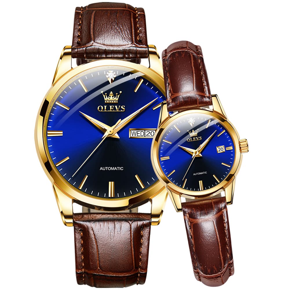 OLEVS 6629 Minimalist Mechanical Couple Watches Set