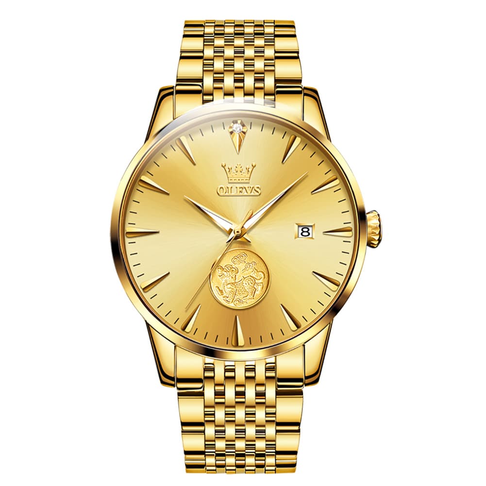 OLEVS 6665 Stainless Steel Pi Xiu Lucky Mechanical Watch for Men