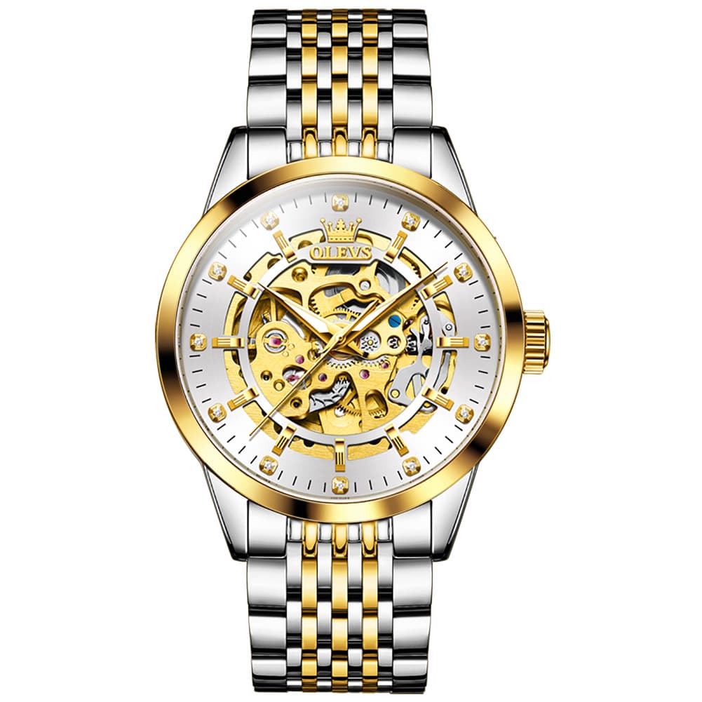 OLEVS Full Skeleton Diamond Dial Automatic Mechanical Watch 9920 for Men