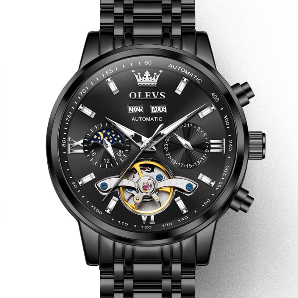 OLEVS 6740 Skeleton Flywheel Mechanical Watch for Men