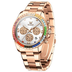OLEVS 2939 Rainbow Bezel Chronograph Quartz Watch for Men
