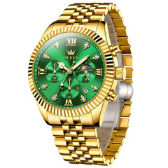 OLEVS 2932 Luxury Gold Fluted Bezel Quartz Watch for Men