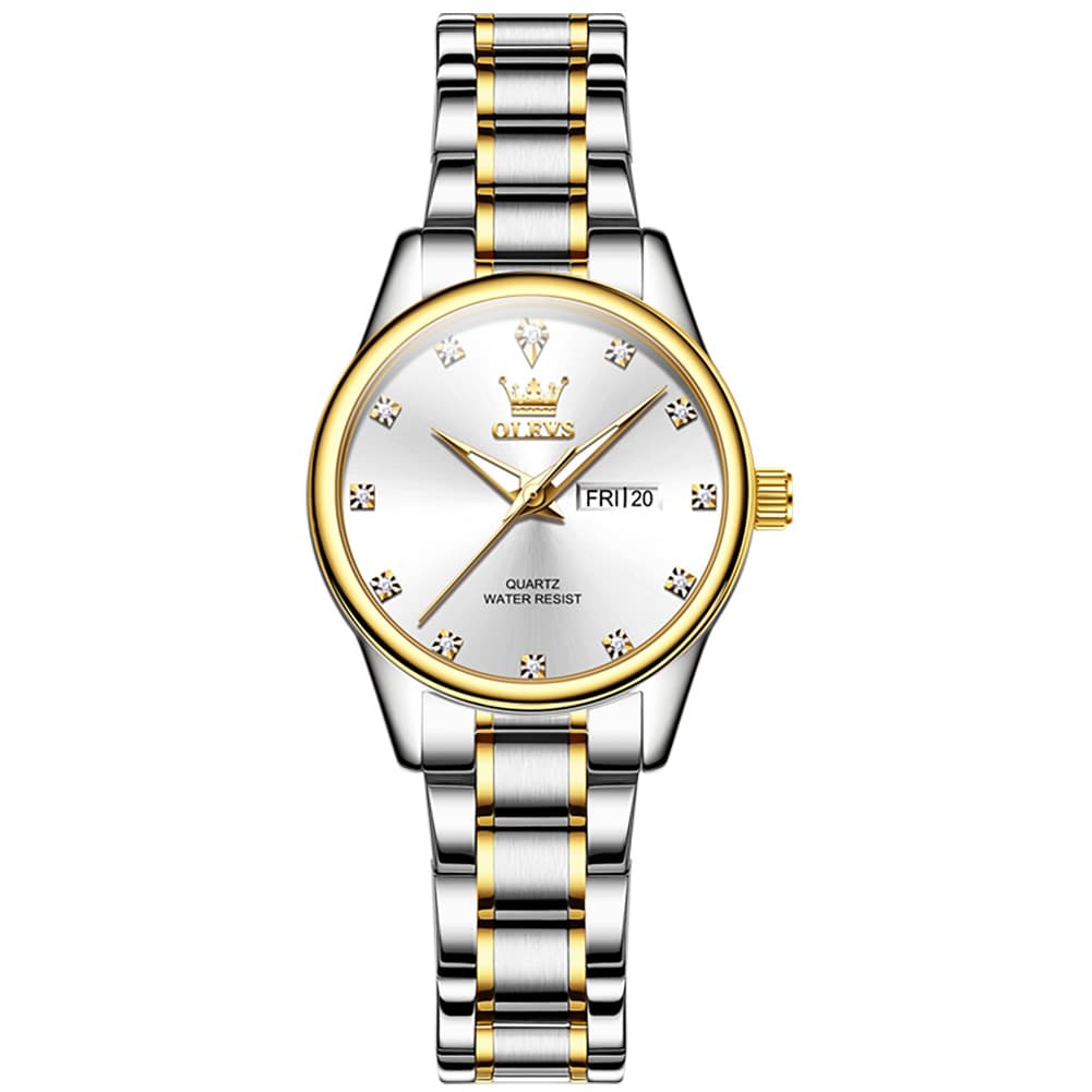 OLEVS 3612 Diamond Dial Quartz Steel Watch for Women