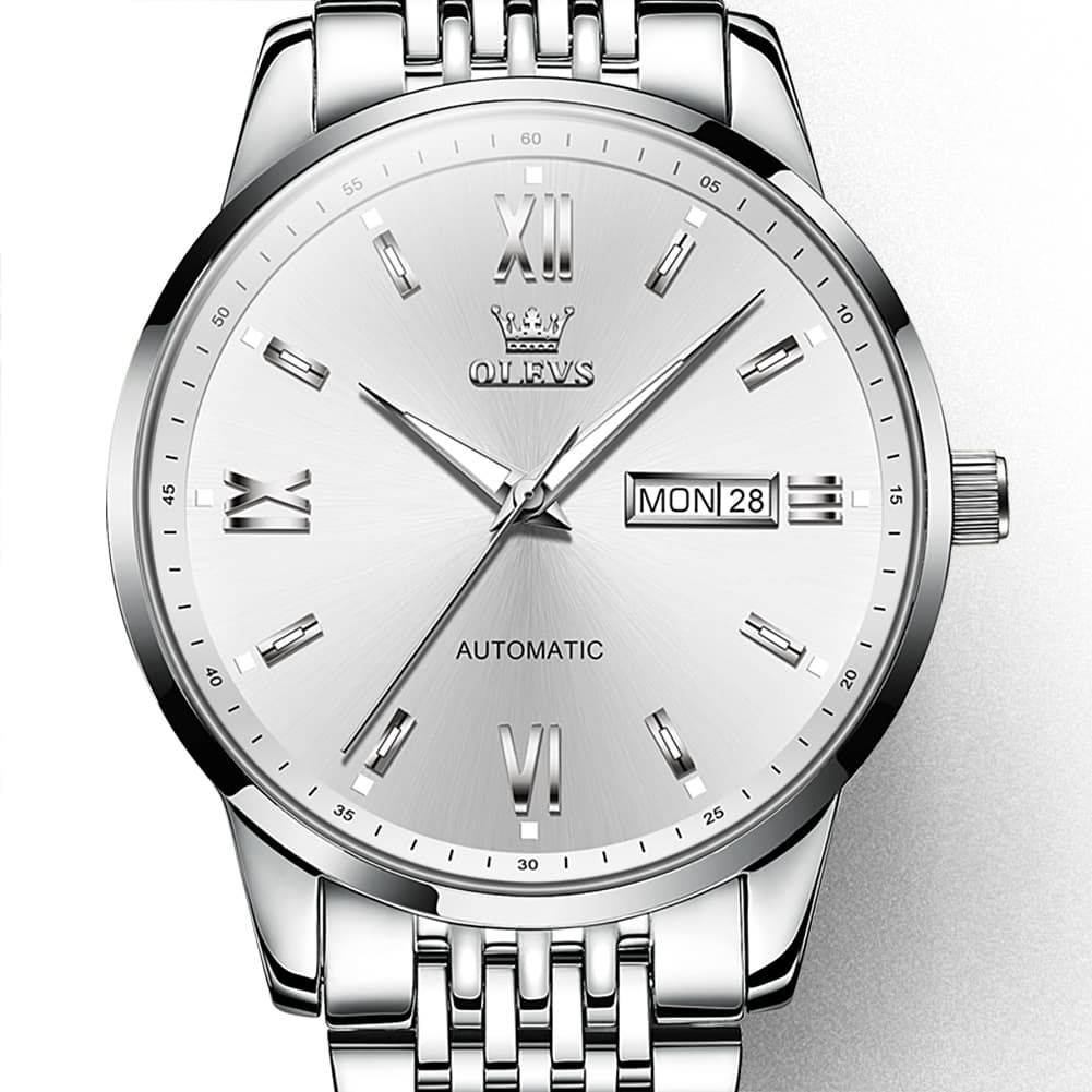 OLEVS 6777 Minimalist Day Date Mechanical Watch for Men