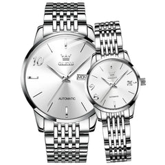 OLEVS 6632 Stainless Steel Automatic Mechanical Couple Watches
