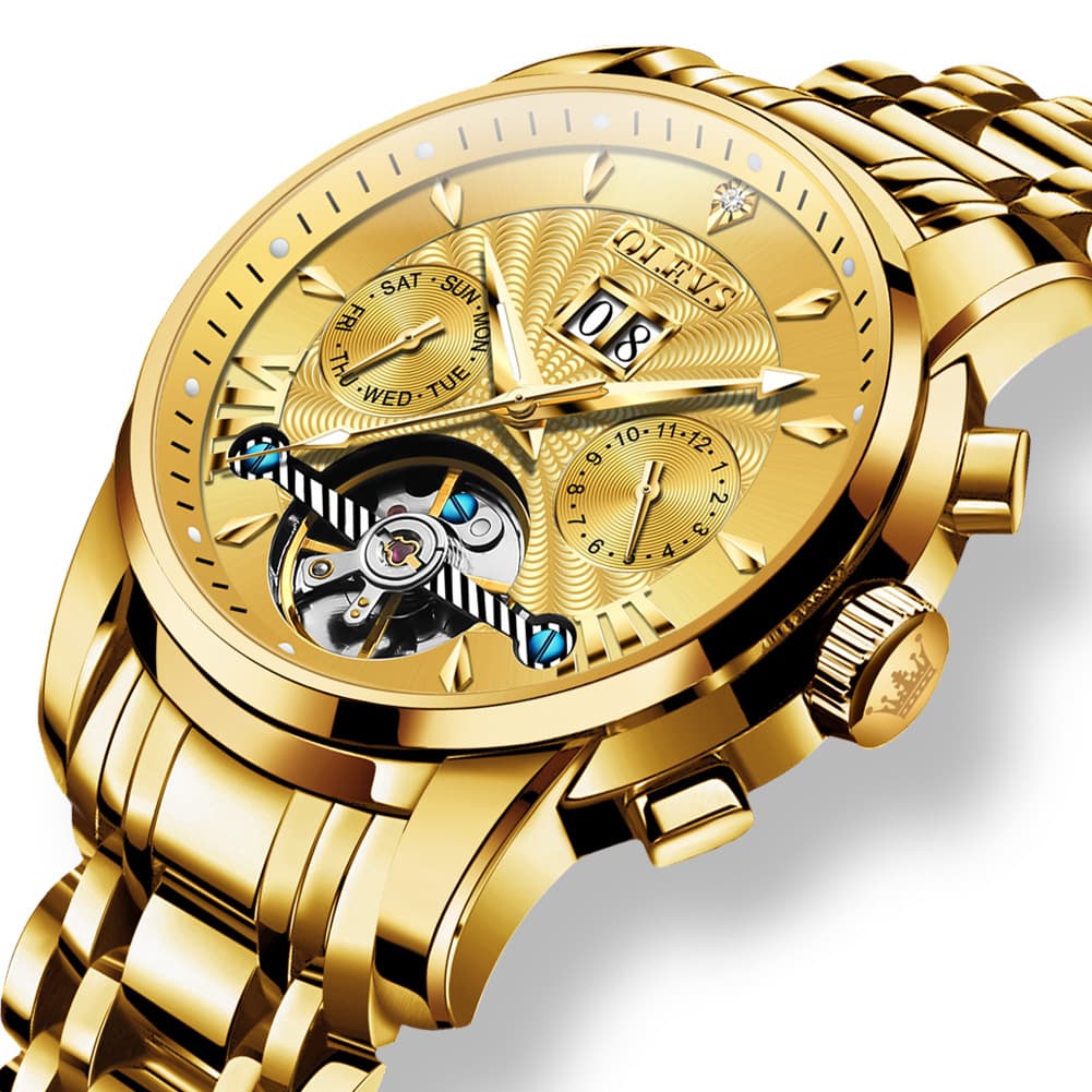 OLEVS Open Heart Multifunction Automatic Mechanical Watch 9965 Big Date for Men