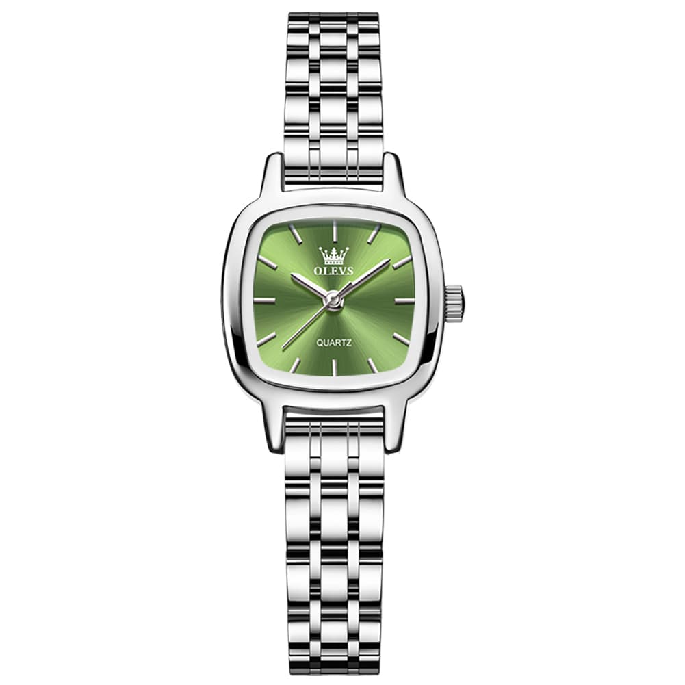 OLEVS 5675 Petite Square Watch Vintage Dress Stainless Steel Bracelet Quartz Timepiece for Women