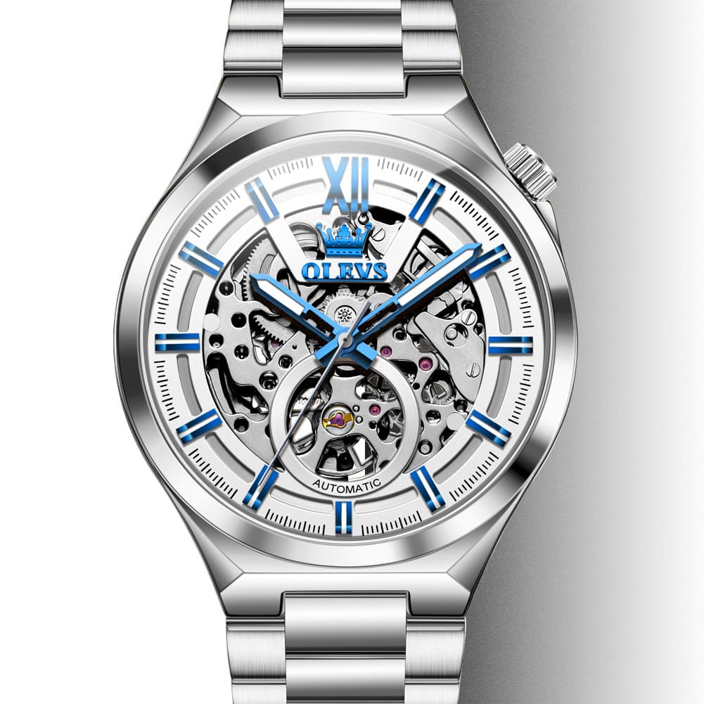 OLEVS 6722 Integrated Geometry Full Skeleton Mechanical Watch For Men