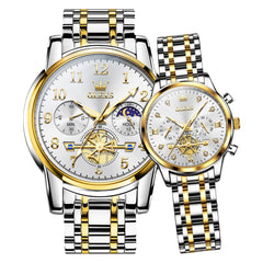 OLEVS 2900 Classic Chronograph Couples Watch Set Men Women