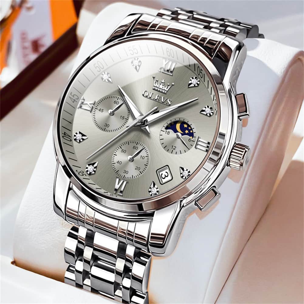 OLEVS 2858 Luxury Moon Phase Chronograph Watch for Men
