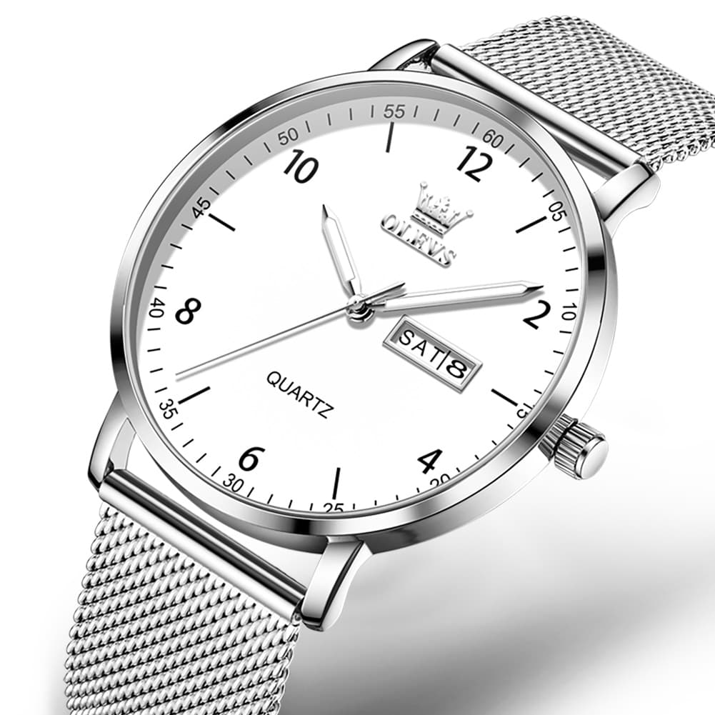 OLEVS 2996 Milanese Steel Minimalist Quartz Watch for Men