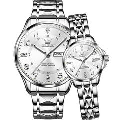 OLEVS 2910 Diamond Day Date Couples Watch Set Men Women