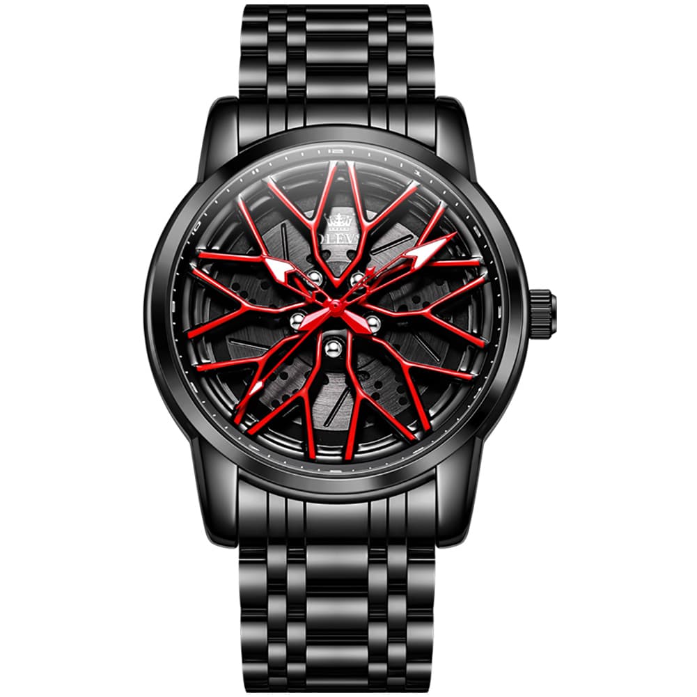 OLEVS 3701 Racing Wheel Openwork Sport Mens Quartz Watch
