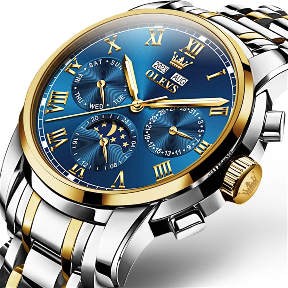 OLEVS 6692 Automatic Moon Phase Multifunction Steel Watch for Men