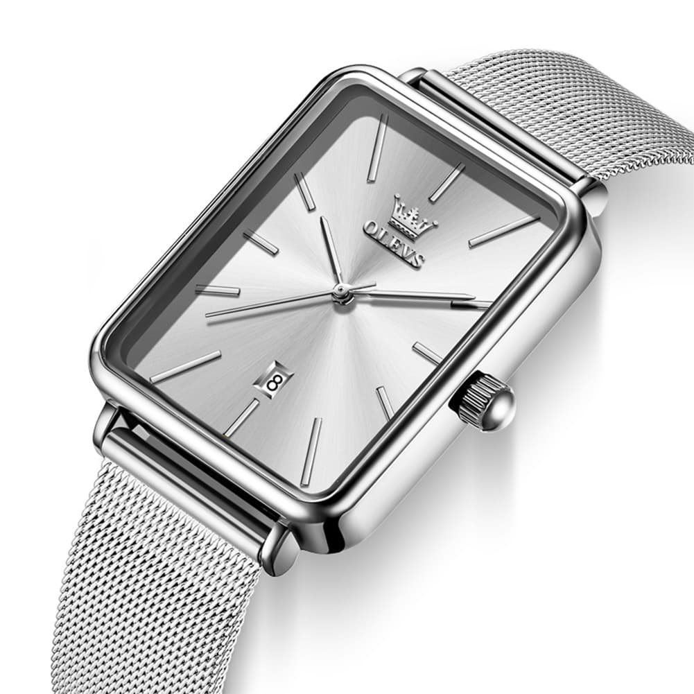 OLEVS 3692 Rectangle Minimalist Mesh Mens Dress Watch