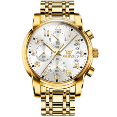 OLEVS 2879 Luxury Gold Pilot Chronograph Watch for Men