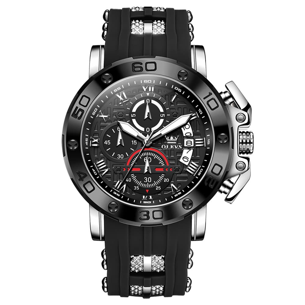 OLEVS 9986 Oversized Chronograph Silicone Strap Watch for Men