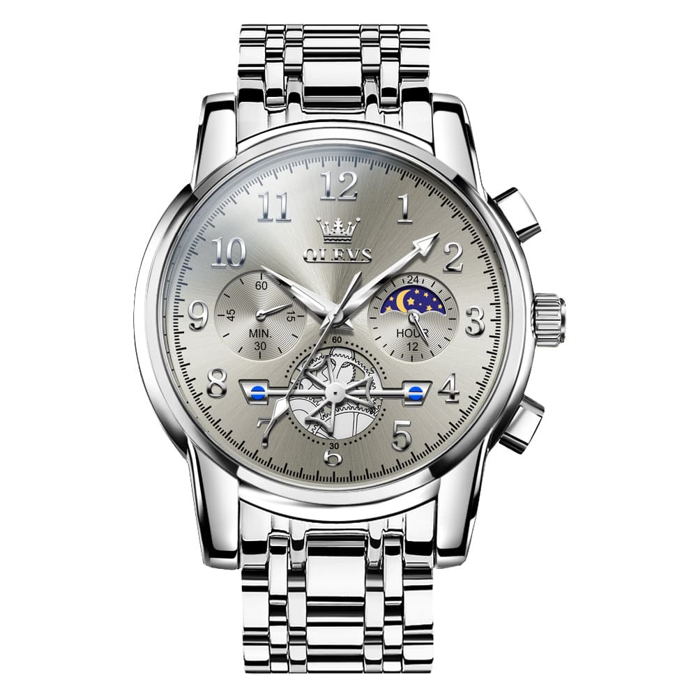 OLEVS 2900 Steel Chronograph Moon Phase Watch for Men