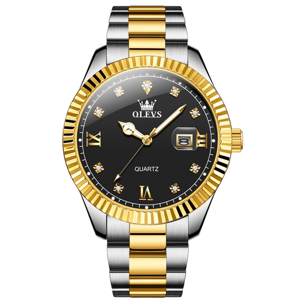OLEVS 3623 Fluted Bezel Diamond Quartz Watch for Men
