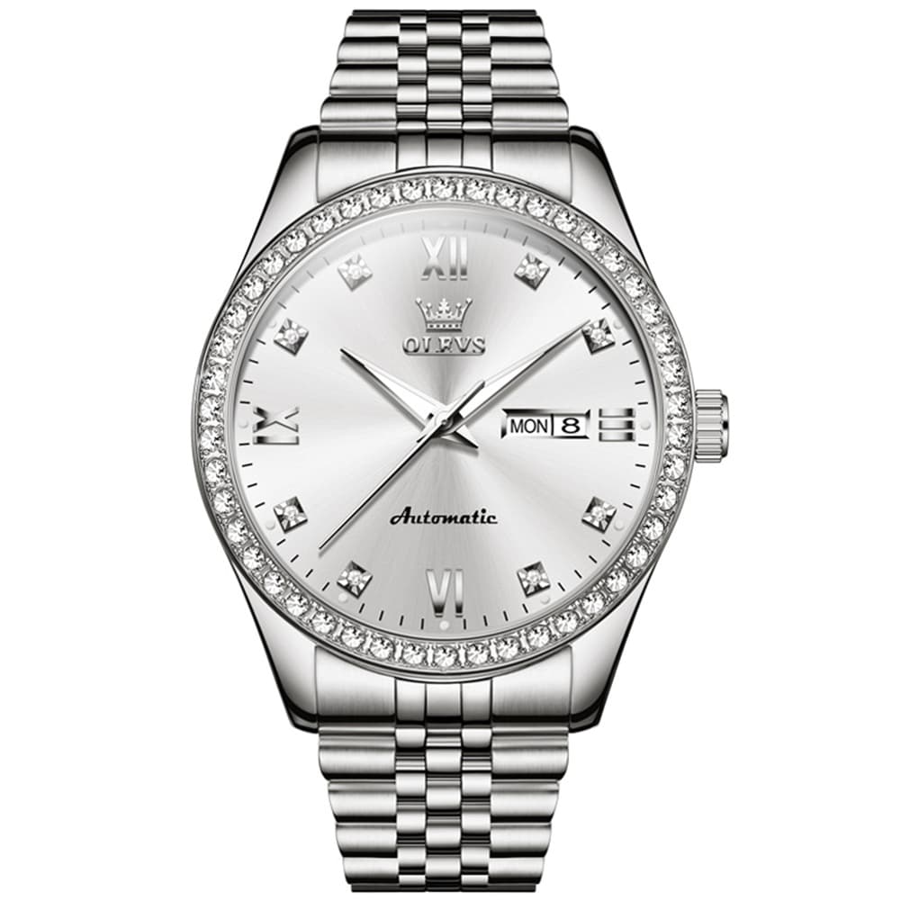 OLEVS 7012 Roman Numerals Diamond Bezel Mechanical Watch for Men