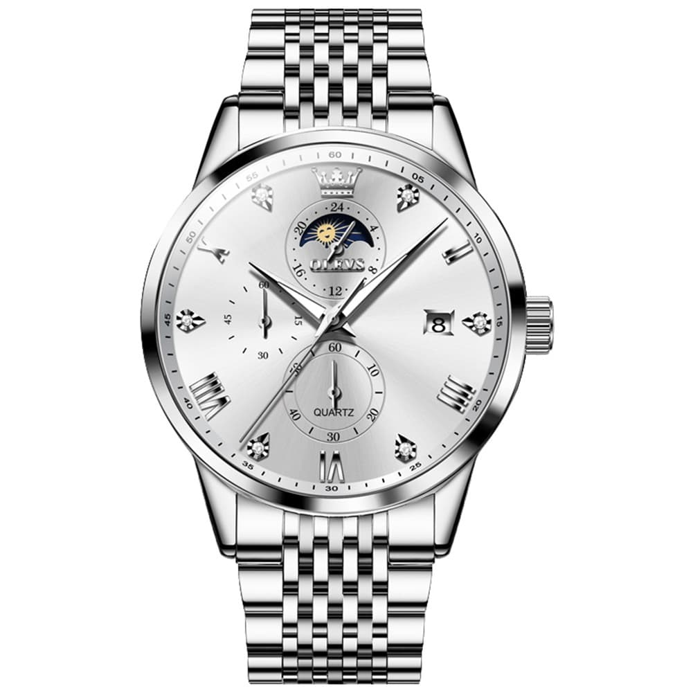 OLEVS 2925 Luminous Moon Phase Quartz Watch for Men