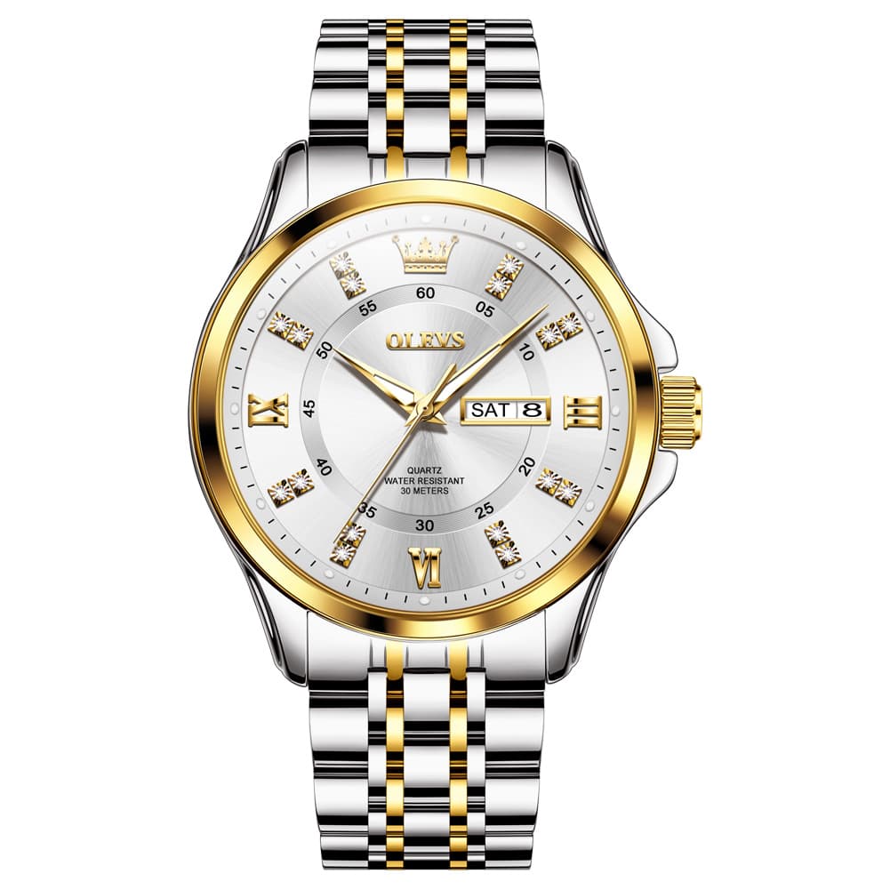 OLEVS 3620 Classic Diamond Quartz Steel Watch for Men