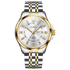 OLEVS 3620 Classic Diamond Quartz Steel Watch for Men