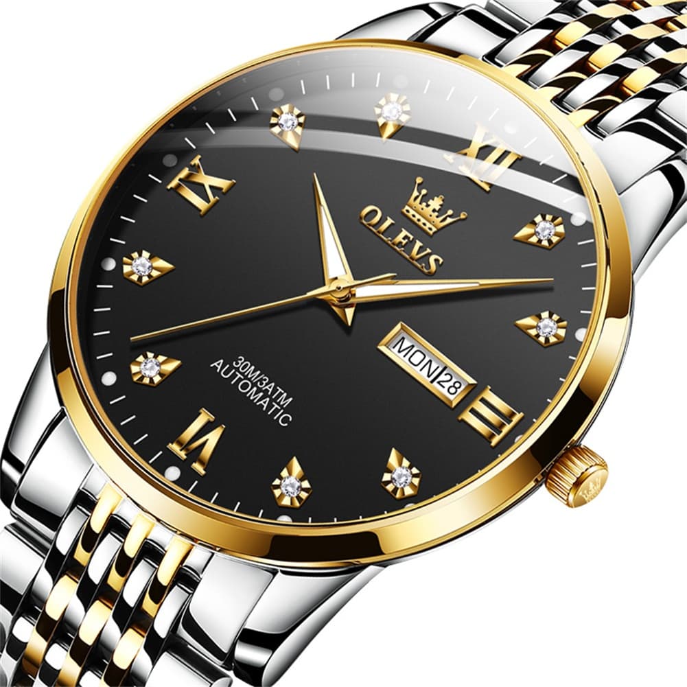 OLEVS 6673 Diamond Mechanical Stainless Steel Watch for Men