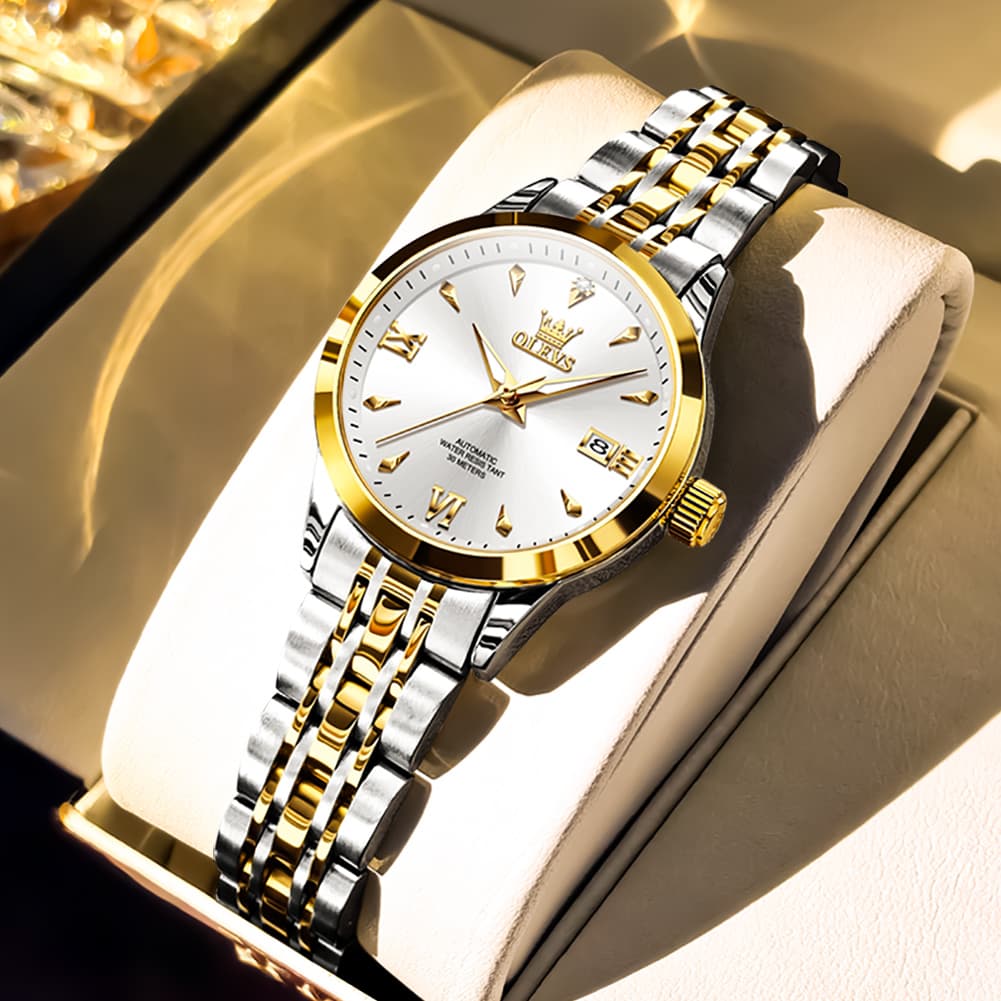 OLEVS Diamond Dial Day Date Automatic Mechanical Watch 9956 for Women