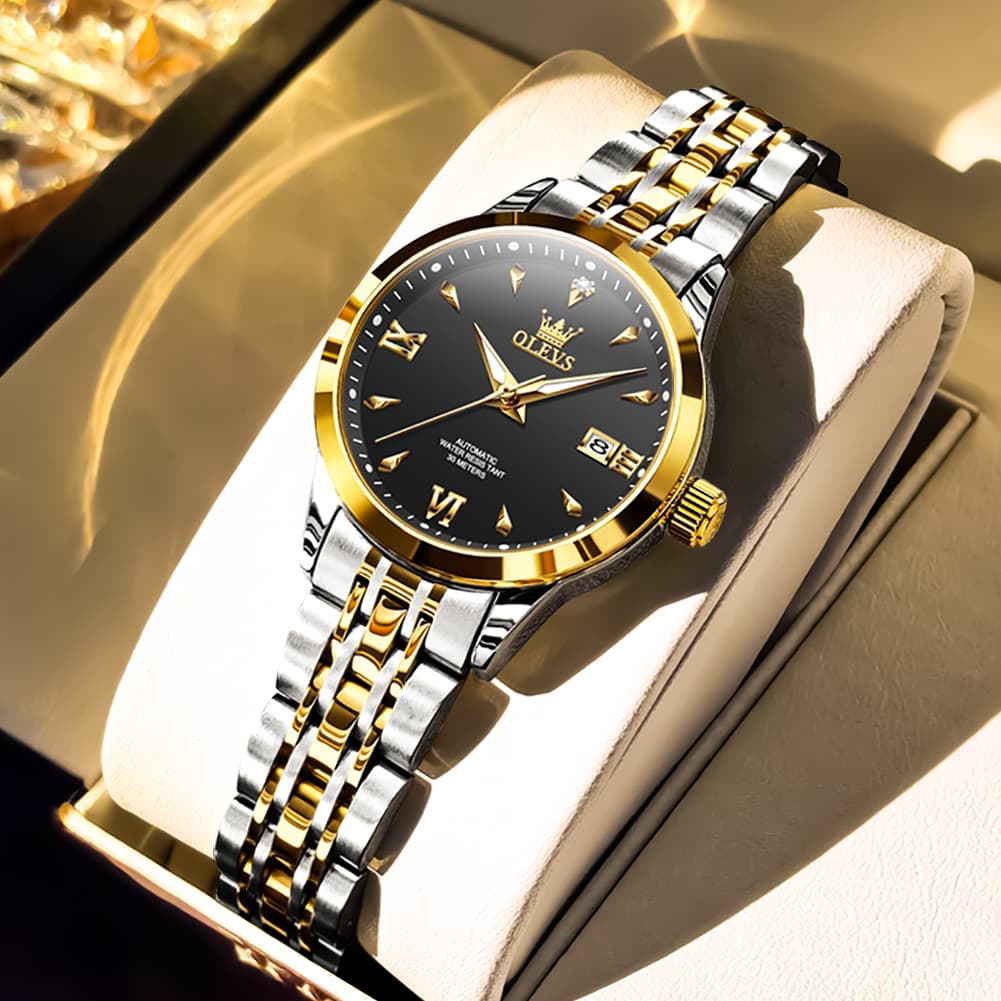 OLEVS Diamond Dial Day Date Automatic Mechanical Watch 9956 for Women