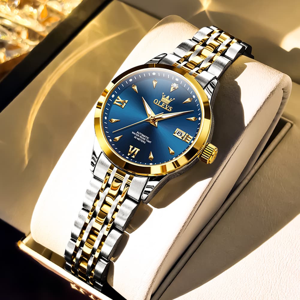 OLEVS Diamond Dial Day Date Automatic Mechanical Watch 9956 for Women