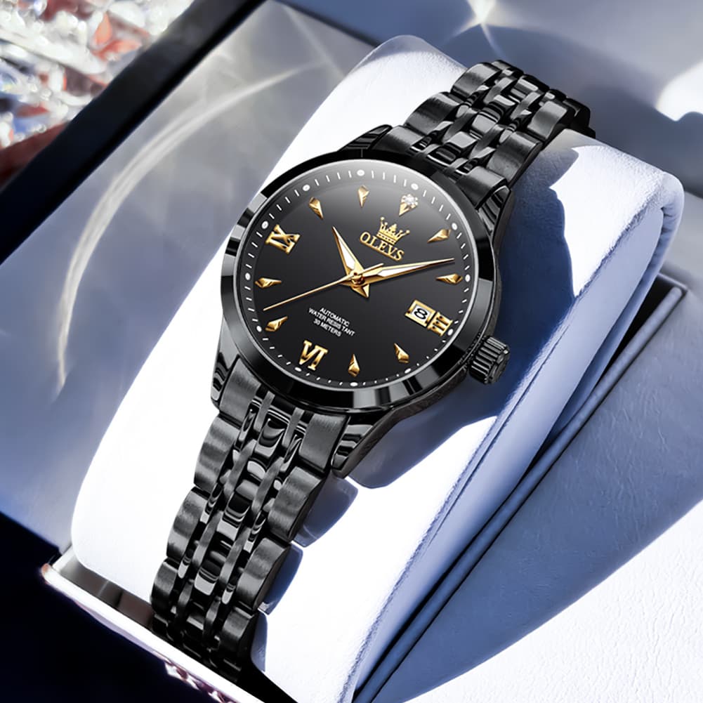 OLEVS Diamond Dial Day Date Automatic Mechanical Watch 9956 for Women