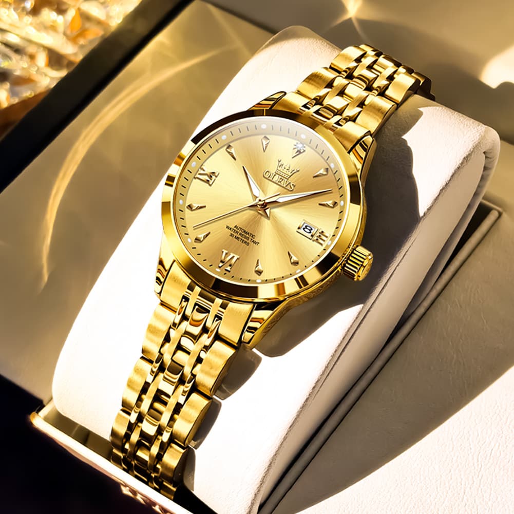 OLEVS Diamond Dial Day Date Automatic Mechanical Watch 9956 for Women