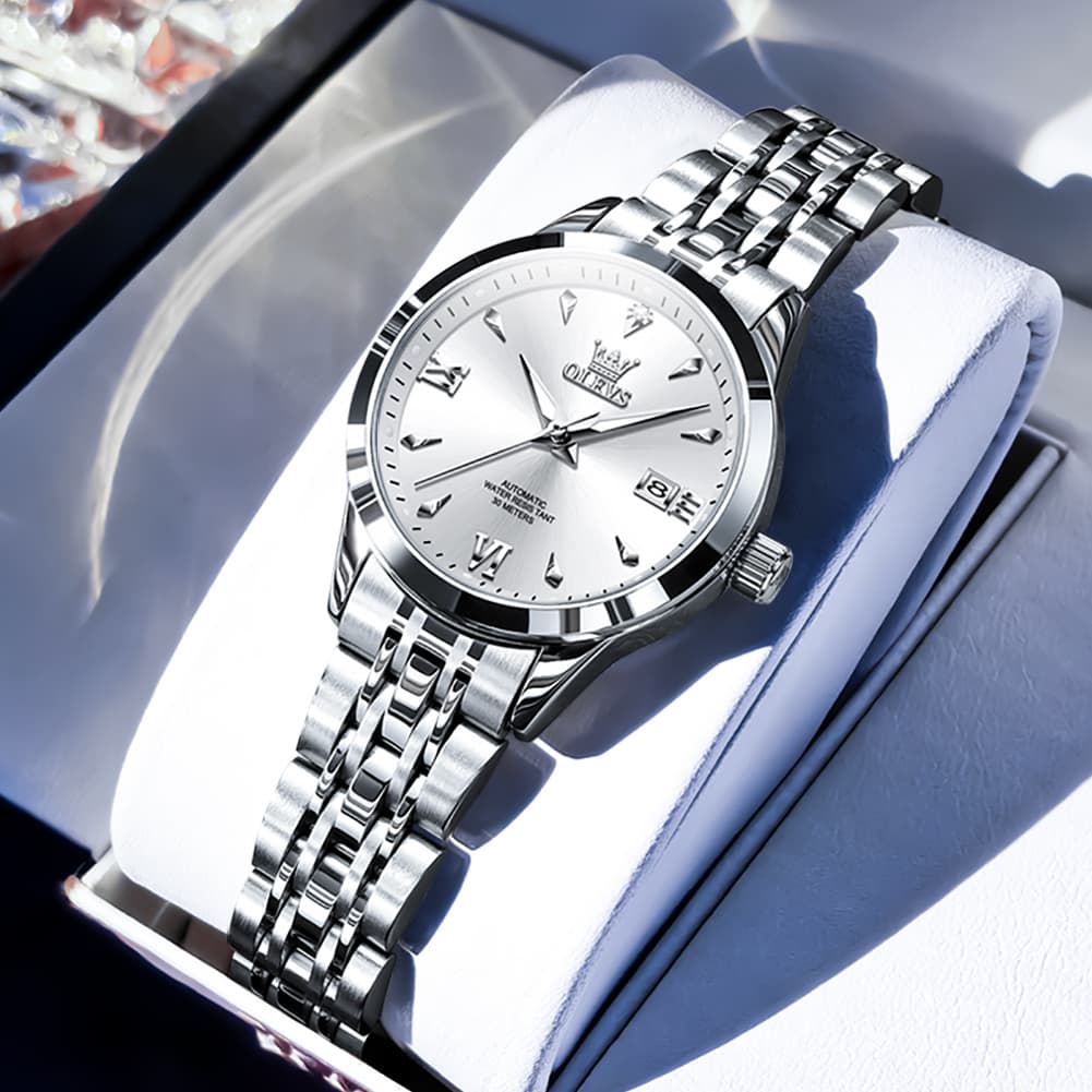 OLEVS Diamond Dial Day Date Automatic Mechanical Watch 9956 for Women
