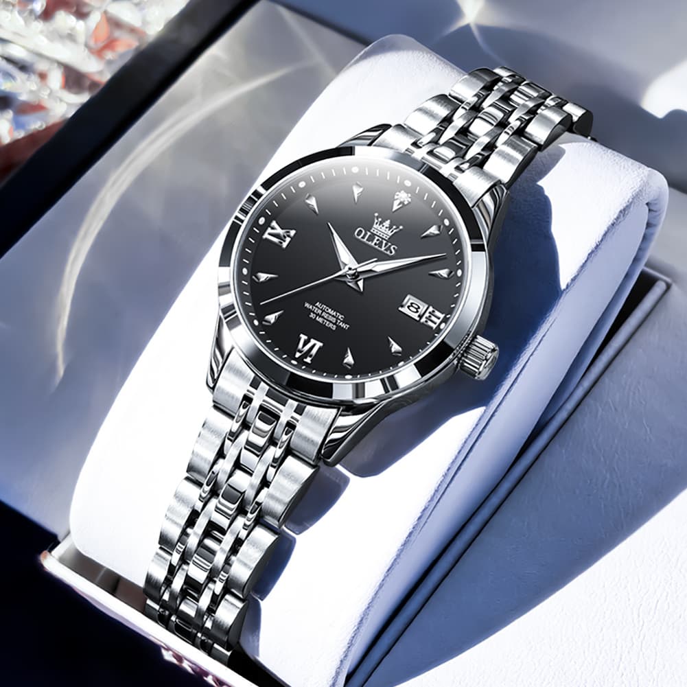 OLEVS Diamond Dial Day Date Automatic Mechanical Watch 9956 for Women