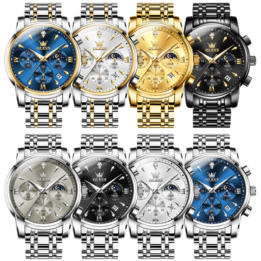 OLEVS 3639 Chronograph Moon Phase Quartz Watch for Men