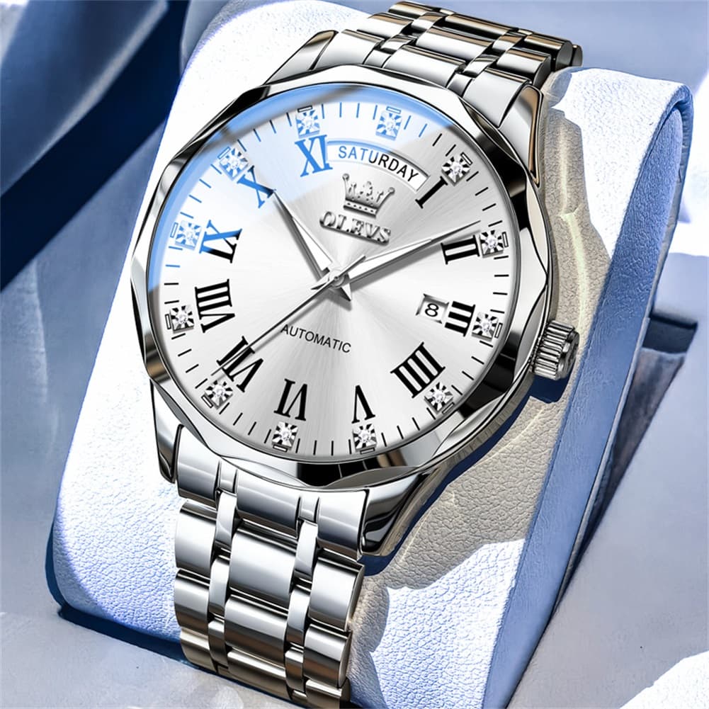 OLEVS 6780 Roman Numerals Day Date Mechanical Watch for Men