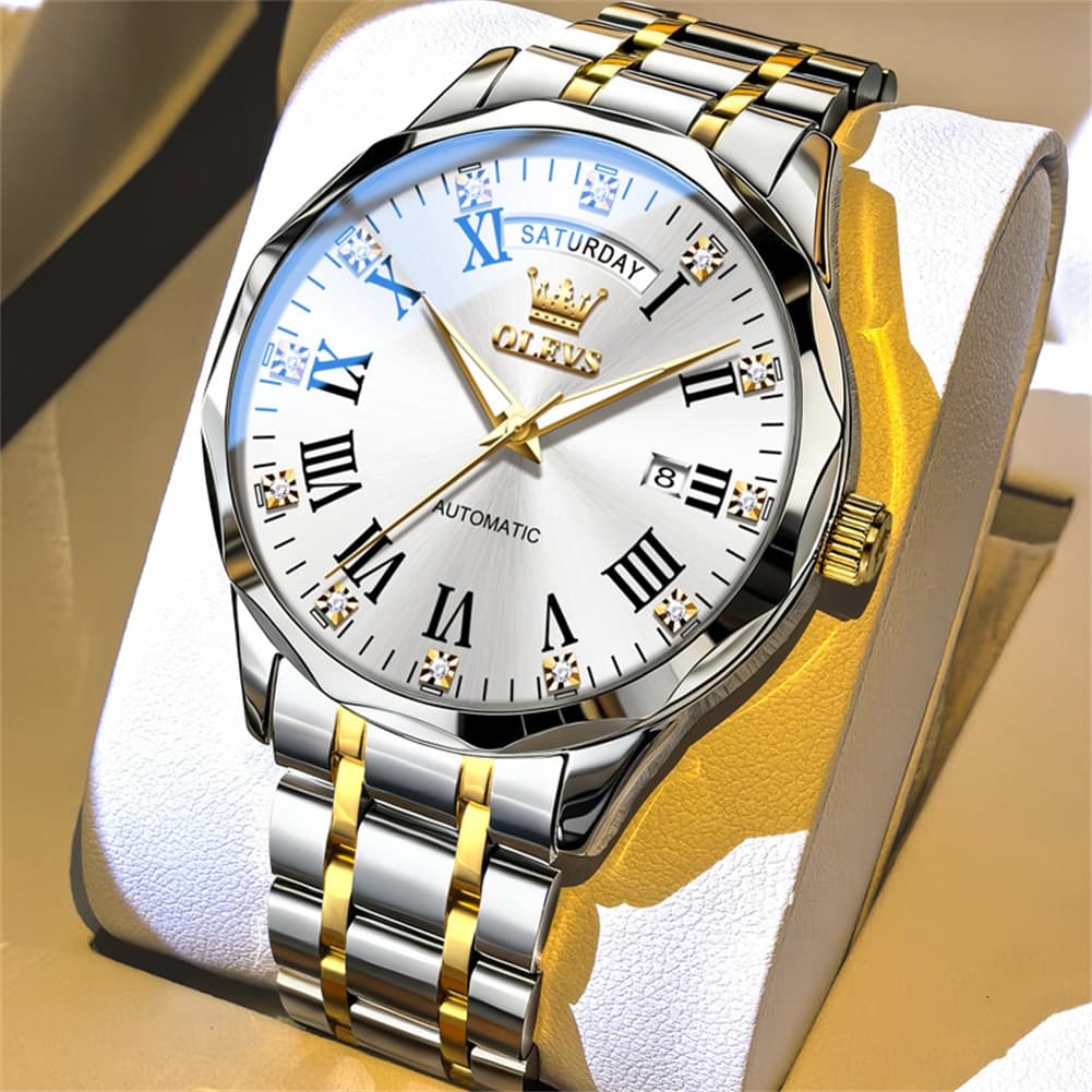 OLEVS 6780 Roman Numerals Day Date Mechanical Watch for Men