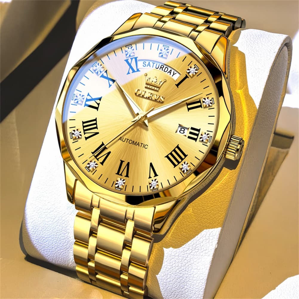 OLEVS 6780 Roman Numerals Day Date Mechanical Watch for Men