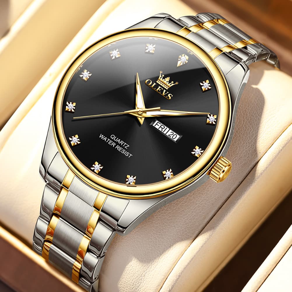 OLEVS 3612 Diamond Dial Quartz Steel Watch for Men