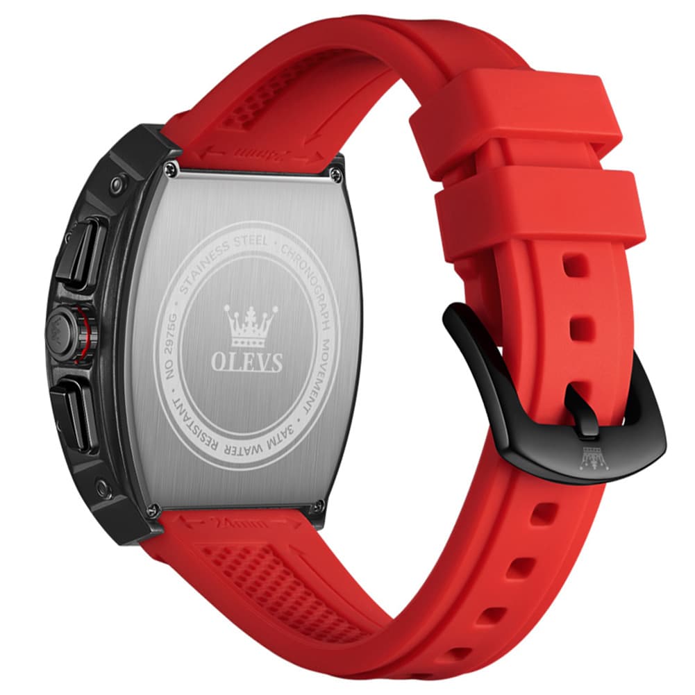 OLEVS 2975 Tonneau Silicone Chronograph Watch for Men