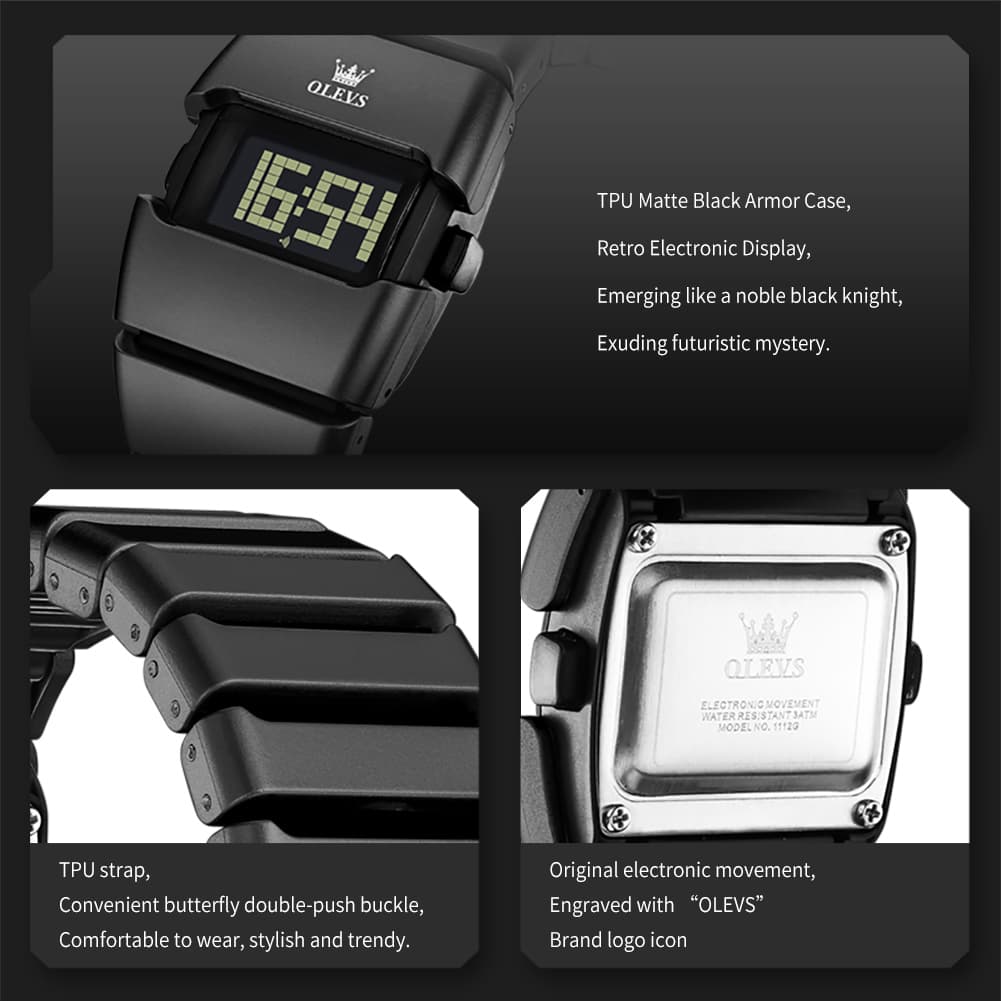 OLEVS 1112 Futuristic Cyber Cuff Digital Watch for Men