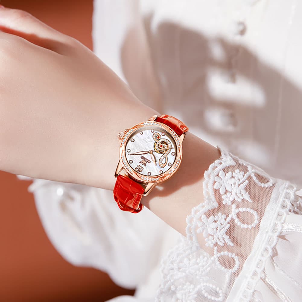 OLEVS 6656 Ceramic Mechanical Musical Note Watch for Women
