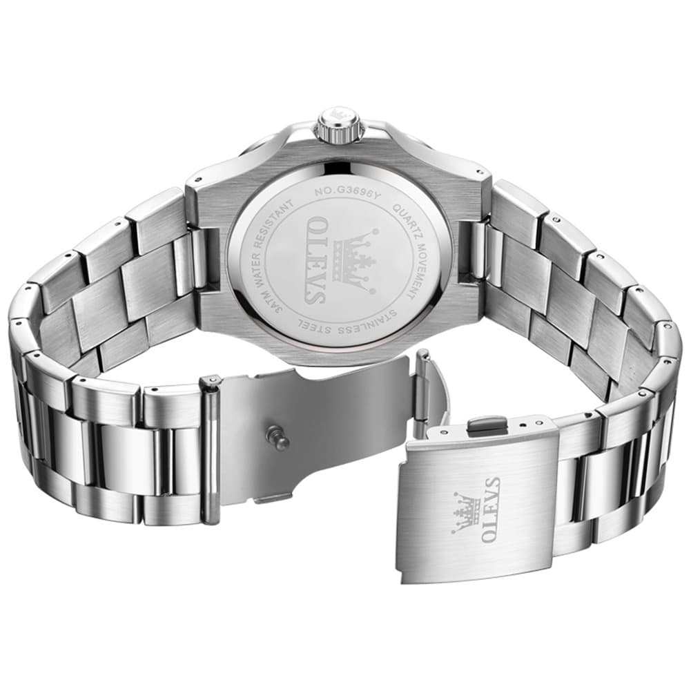 OLEVS 3696 Octagon Embossed Dial Luxury Sport Watch for Men