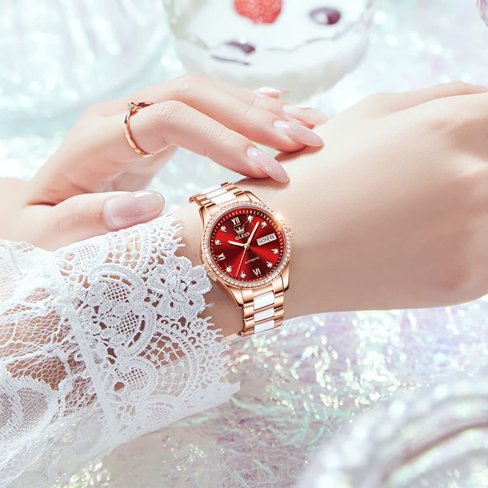 OLEVS 6637 Ceramic Automatic Mechanical Watch for Women