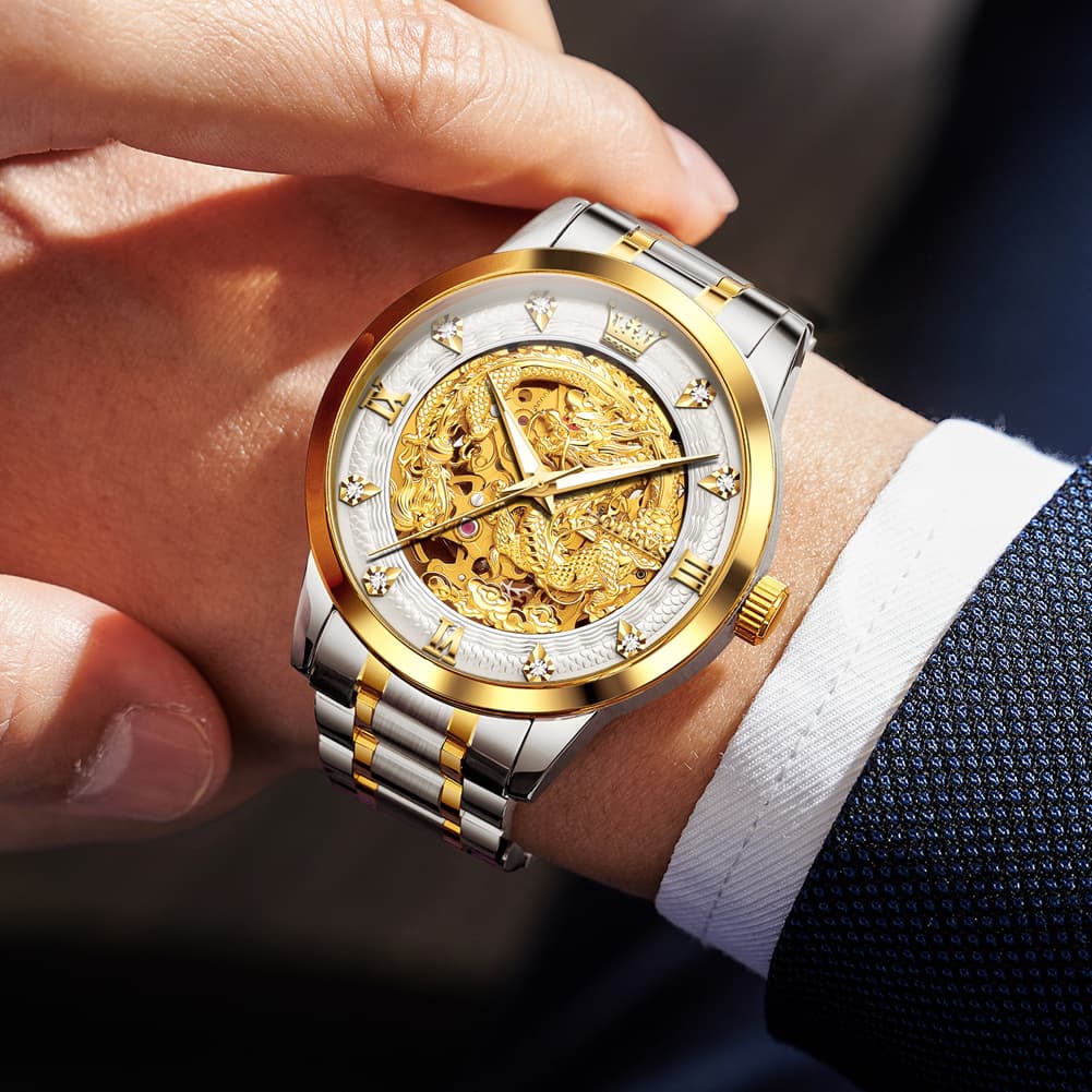OLEVS 7027 Golden Dragon Automatic Mechanical Watch for Men