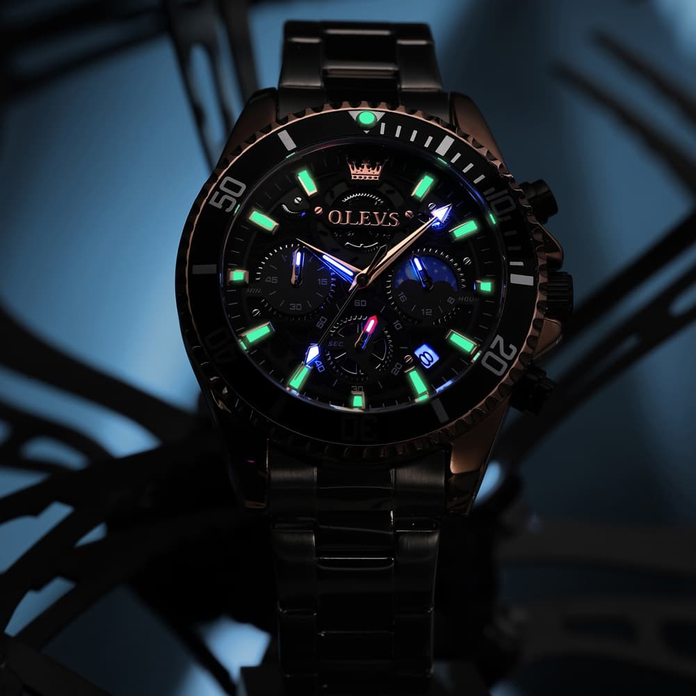 OLEVS 2990 Textured Steel Luminous Sport Watch for Men