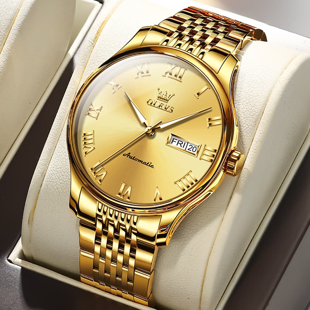 OLEVS Roman Numeral Day Date Automatic Mechanical Watch 9929 for Men